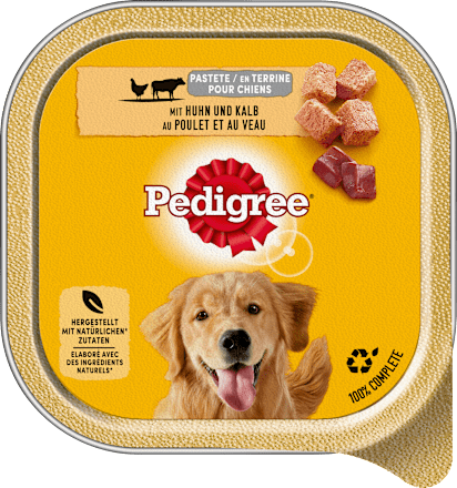 Pastete mit Huhn und Kalb Hundefutter Pedigree