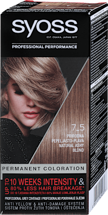 Trajno obstojna barva za lase 7-5 naravna pepelnato blond syoss