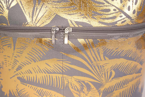 Strandtasche grau glänzend mit Blatt-Muster keine Marke