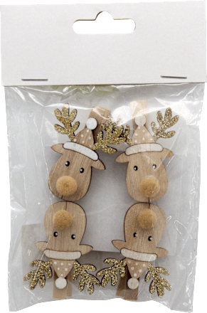 Holzklammern mit Rentiermotiv KUWOPA