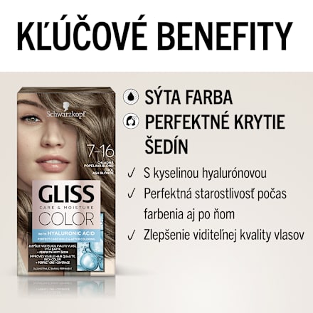 Farba na vlasy - 7-16 chladná popolavá blond Schwarzkopf Gliss Color
