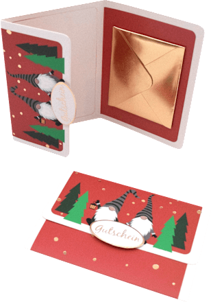 Gutscheinverpackung mit Wichtel KUWOPA