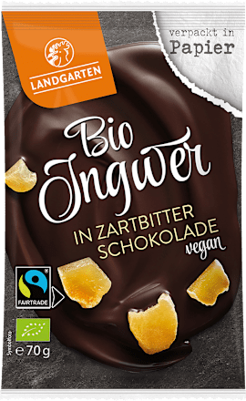 Schokolade Bio Ingwer in Zartbitterschokolade Landgarten