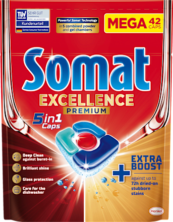Excellence Premium 5in1 tablete za strojno pranje posuđa Somat