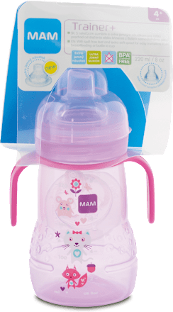 Detská fľaša na učenie s náustkom Trainer+ - 4m+ mam