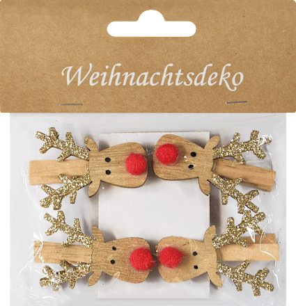 Holzklammern Rentier KUWOPA