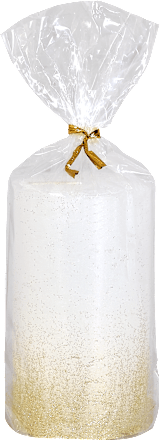 Rustic-Stumpenkerze weiß mit Gold-Glitter 60/100 mm hofer