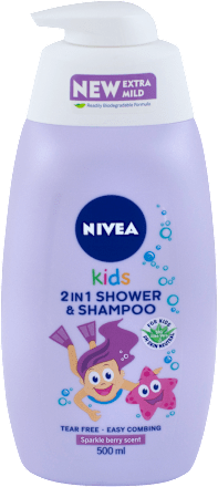 kids 2u1 dječji šampon i gel za tuširanje – sparkle berry NIVEA