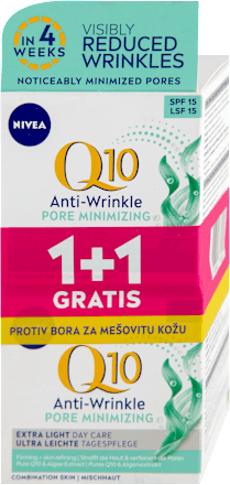 Q10 Anti-Wrinkle PORE MINIMIZING dnevna krema protiv bora, 1+1 gratis, (50ml+50ml) NIVEA