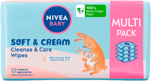 Chusteczki nawilżające Soft & Cream (4 x 57szt.) NIVEA BABY