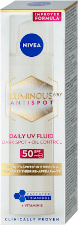 Denný rozjasňujúci pleťový UV fluid proti pigmentovým škvrnám Cellular Luminous630° Antispot SPF 50 NIVEA