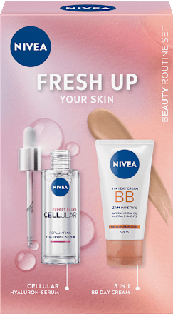 Fresh Up Your Skin 5in1 BB dnevna krema i Cellular hijaluronski serum, duopack  NIVEA