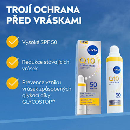 Q10 denní UV fluid proti vráskám SPF50 NIVEA