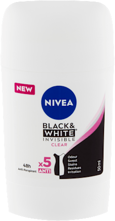 Dámsky tuhý antiperspirant Black & White Invisible Clear NIVEA