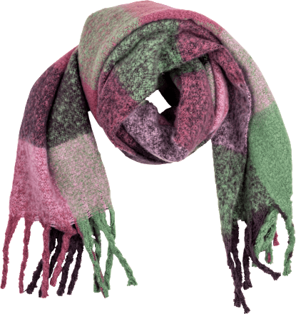 Schal mit Karomuster und Fransen pink keine Marke