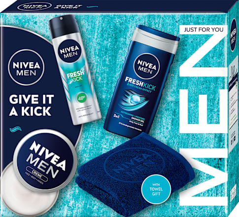Козметичен комплeкт Fresh Kick - Део спрей Fresh active, 150 ml +Душ гел Fresh kick, 250 ml 3 в 1 NIVEA MEN