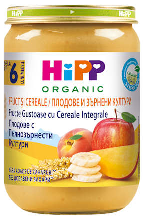 Piure de fructe și cereale integrale 6+ ECO HiPP