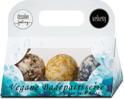 Geschenkset Vegane Badepatisserie Badekugeln velvety