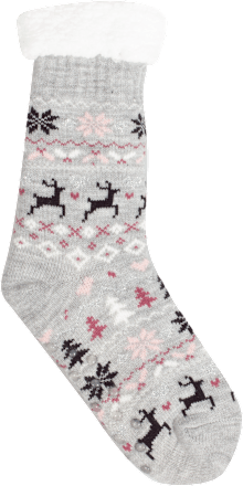 Kuschelsocken grau Rentier PURSET