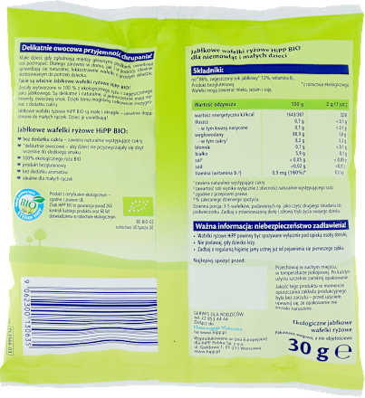 Jabłkowe wafelki ryżowe BIO HiPP