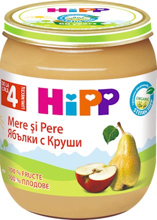 Био плодово пюре с ябълки и круши HiPP