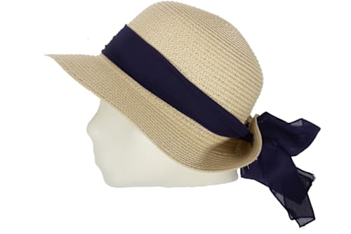 Strohhut mit blauer Schleife PURSET