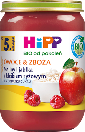 Maliny i jabłka z kleikiem ryżowym BIO HiPP