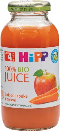 BIO sok za bebe od jabuke i mrkve, 4+ HiPP