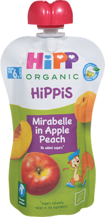 Hippis bio sadni žepek mirabela-jabolko-breskev, od 6. meseca  HiPP