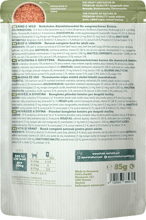 Nassfutter Katze mit Rind, Wild & Katzenminze Pure Nature