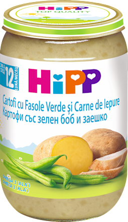 Пюре с картофи, зелен боб и заешко месо HiPP