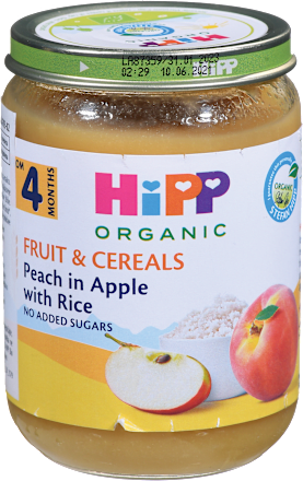 EKO kašica za bebe – jabuka, breskva i riža, 4+ mj. HiPP