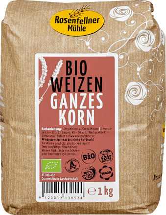 Getreide Weizen Bio ganzes Korn Rosenfellner Mühle