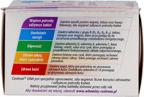 Suplement diety z witaminami i składnikami mineralnymi dla kobiet, tabletki Centrum