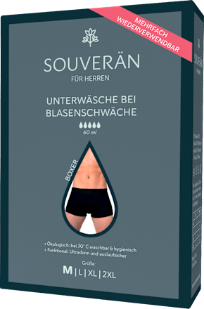 Unterwäsche Inkontinenz Schwarz Boxer Herren Gr. M SOUVERÄN
