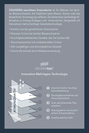 Unterwäsche Inkontinenz Schwarz Boxer Herren Gr. M SOUVERÄN