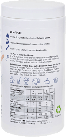 Proteinpulver Pure Geschmacksneutral allin