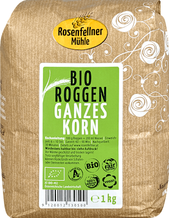 Getreide Roggen Bio ganzes Korn Rosenfellner Mühle