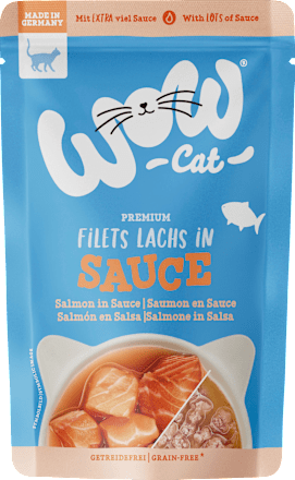 Nassfutter Katze mit Rind, Huhn & Lachs, Filets in Sauce Multipack (6x85 g) WOW