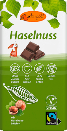 Schokolade Zartbitter mit Haselnuss-Stückchen Birkengold