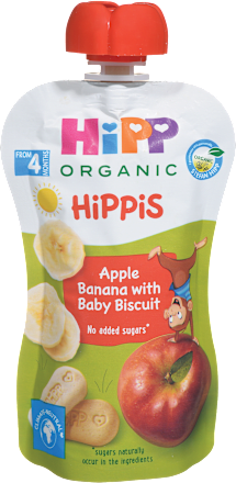 Hippis bio sadni žepek jabolko-banana-keks, od 4. meseca HiPP