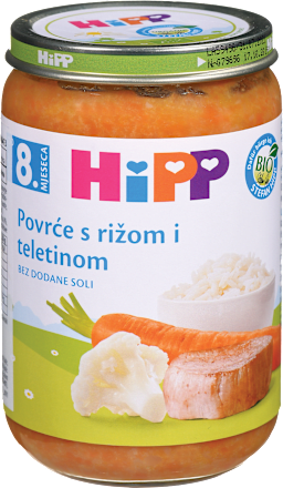 Bio zelenjava z rižem in teletino, od 8. meseca HiPP