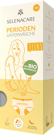 Periodenunterwäsche Teens Hipster grau, Gr. 152 SELENACARE