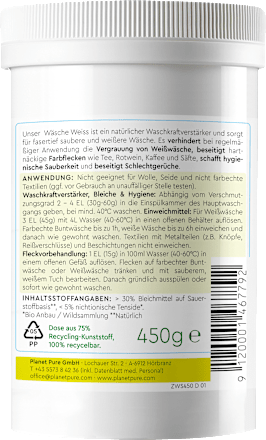 Wäsche Weiß mit aktivem Sauerstoff Öko planet pure