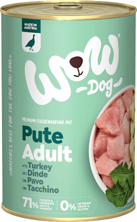 Nassfutter Hund mit Pute & Zucchini, Adult WOW