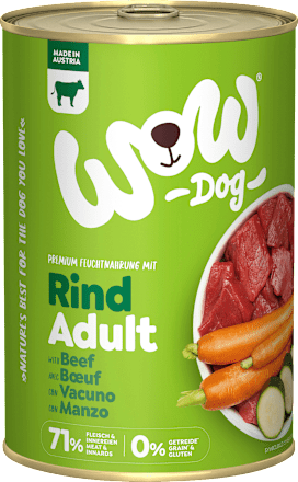 Nassfutter Hund mit Rind & Karotte, Adult WOW