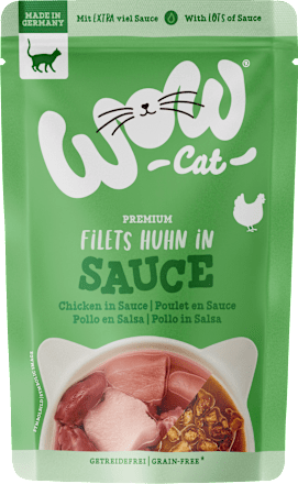 Nassfutter Katze mit Rind, Huhn & Lachs, Filets in Sauce Multipack (6x85 g) WOW