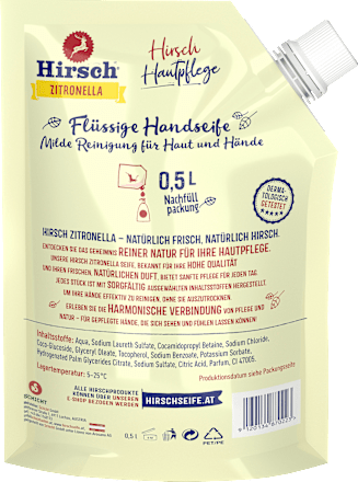 Flüssigseife Zitronella Nachfüllbeutel Hirsch