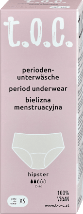 Periodenunterwäsche schwarz Hipster, Gr. XS t.o.c.