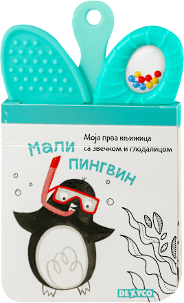 Knjiga sa zvečkom i glodalicom- pingvin DEXY CO